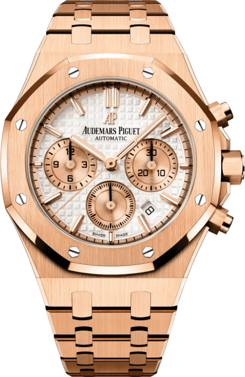 Audemars Piguet,Royal Oak 38mm,38mm,Rose Gold,Silver,White,Rose Gold,Automatic,Chronograph,Day,26315OR,26315OR.OO.1256OR.01