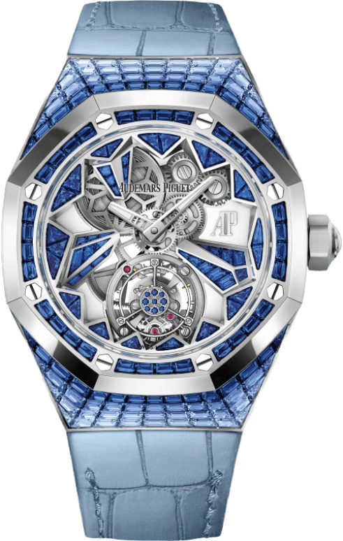 Audemars Piguet,Royal Oak Concept 38.50mm,38.50mm,White Gold,Skeleton,Silver,Blue,Handwound,Tourbillon,72hours,26228BC,26228BC.SS.D314CR.01