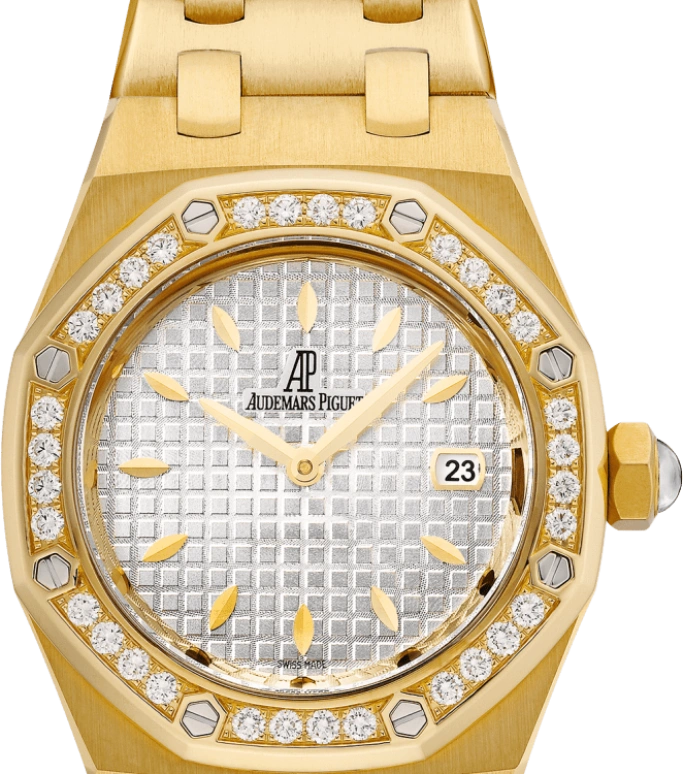Audemars Piguet,Royal Oak 33mm,33mm,Yellow Gold,Silver,White,Quartz,Day,In-house Caliber,67601BA,67601BA.ZZ.1230BA.01