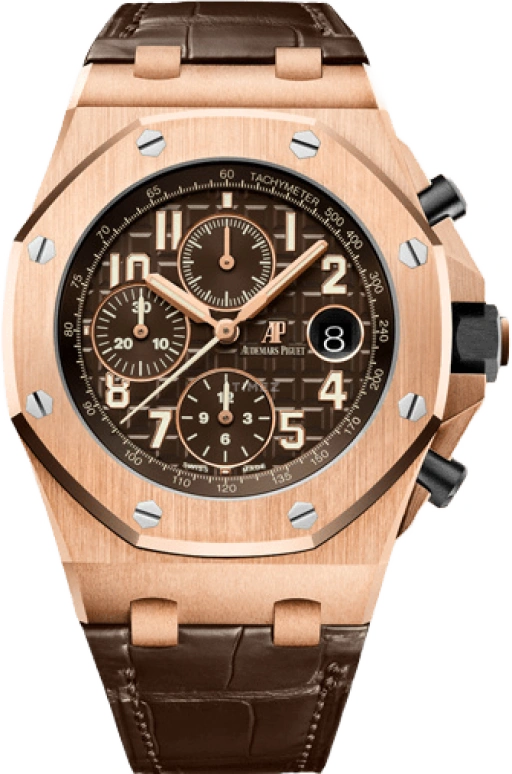 Audemars Piguet,Royal Oak Offshore 42mm,42mm,Pink Gold,Ceramic,Brown,Automatic,Chronograph,Day,26470OR,26470OR.OO.A099CR.01