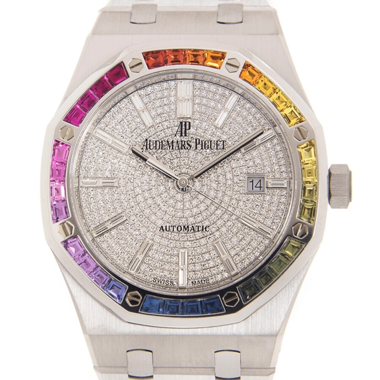 Audemars Piguet,Royal Oak 41mm,41mm,White Gold,Silver,Automatic,Day,Sapphire,Crystal Glass,15413BC,15413BC.YY.1220BC.01