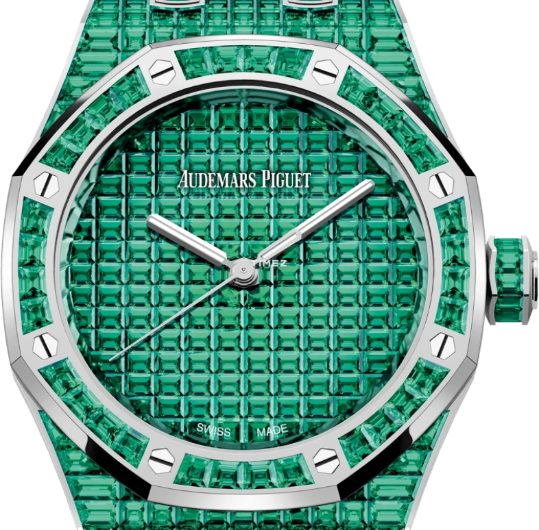 Audemars Piguet,Royal Oak 37mm,37mm,White Gold,Green,Automatic,60hours,In-house Caliber,15554BC,15554BC.EE.1274BC.01
