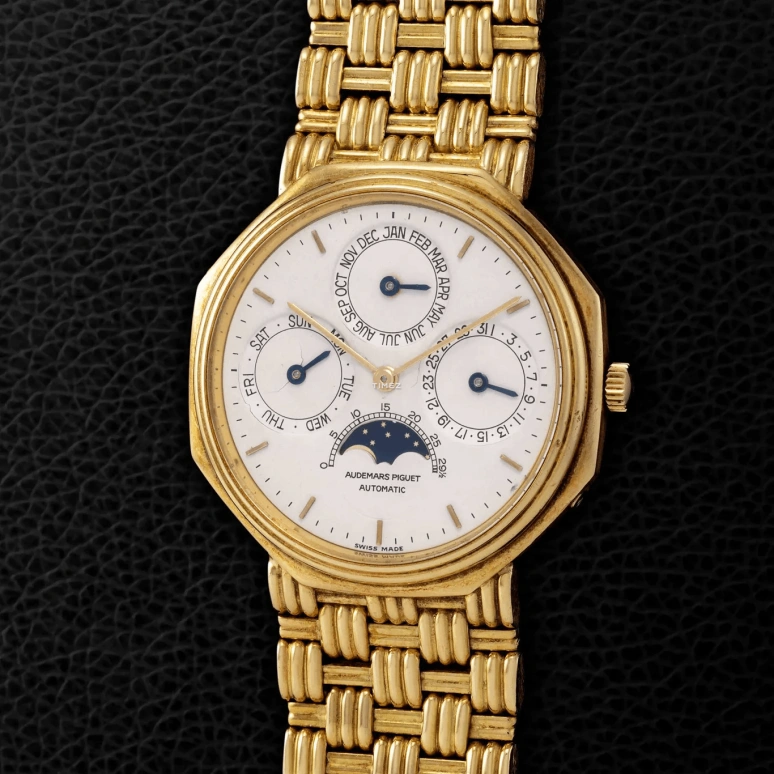 Audemars Piguet,Other 36mm,36mm,Yellow Gold,Silver,White,Automatic,Moonphase,Perpetual Calendar,Month,Date,Sapphire,Octagon,25557BA Silvered