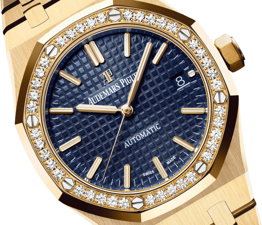 Audemars Piguet,Royal Oak 37mm,37mm,Yellow Gold,Blue,Automatic,Day,60hours,15451BA,15451BA.ZZ.1256BA.01