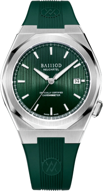 BA111OD,Chapter 7 40mm,40mm,Stainless Steel,Green,Automatic,Day,38hours,Chapter 7 Chronometer Forest Green rubber strap