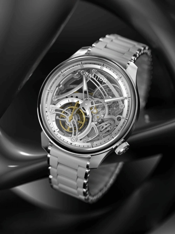 BA111OD,Chapter 4 40mm,40mm,Stainless Steel,Silver,Handwound,Tourbillon,Anti-magnetic,Chapter 4 Skeleton Tourbillon Ice White ceramic bracelet