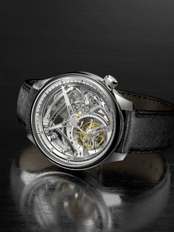 BA111OD,Chapter 4 40mm,40mm,Stainless Steel,Silver,Handwound,Tourbillon,Anti-magnetic,Chapter 4 Skeleton Tourbillon Ice White leather strap
