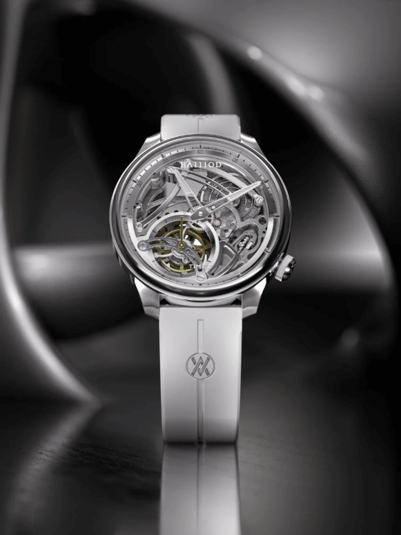 BA111OD,Chapter 4 40mm,40mm,Stainless Steel,Silver,Handwound,Tourbillon,Anti-magnetic,Chapter 4 Skeleton Tourbillon Ice White rubber strap