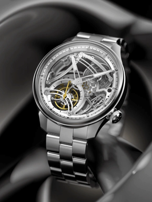 BA111OD,Chapter 4 40mm,40mm,Stainless Steel,Silver,Handwound,Tourbillon,100hours,Chapter 4 Skeleton Tourbillon Ice White stainless steel