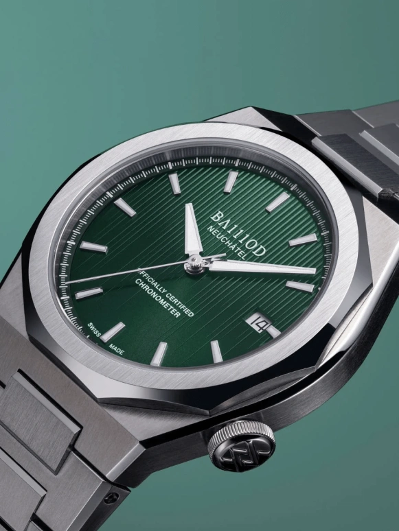 BA111OD,Chapter 7 40mm,40mm,Stainless Steel,Green,Automatic,Day,38hours,Chapter 7 Chronometer Forest Green rubber strap