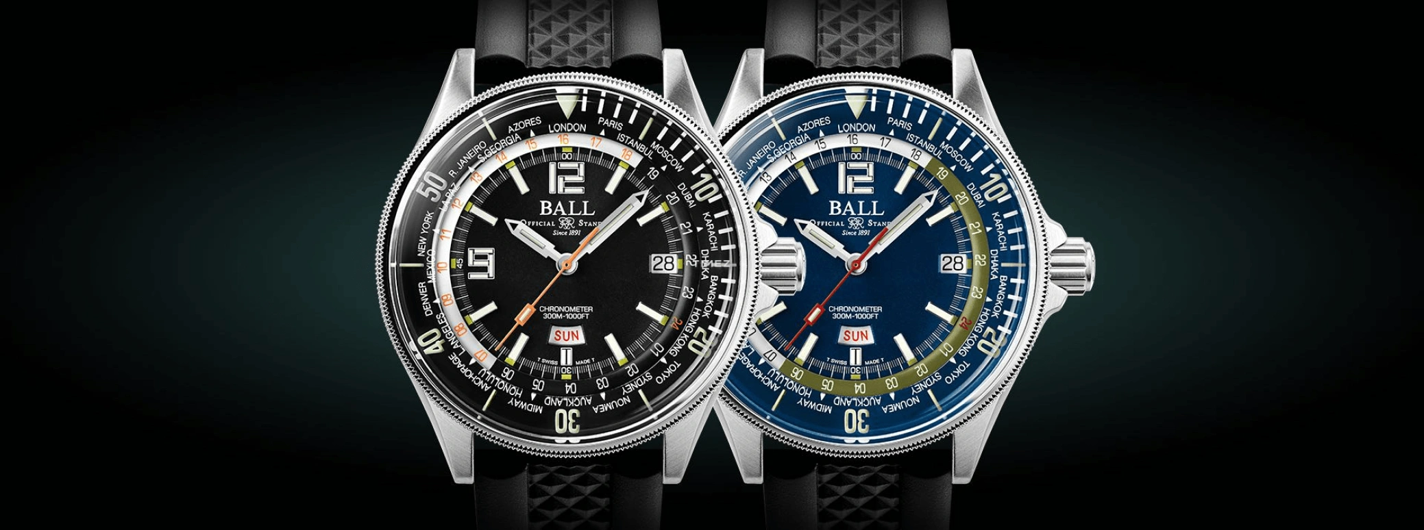 Ball Watch,Engineer Master II 42mm,42mm,Stainless Steel,Black,Automatic,Date,Day,World Time,DG2232A,DG2232A-SC-BK