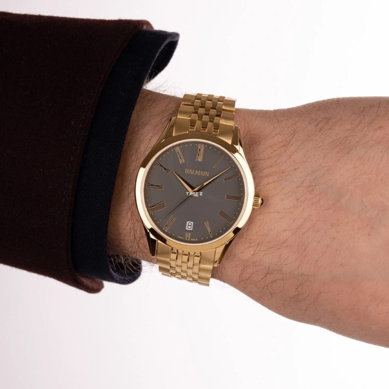 Balmain,Classic R 41mm,41mm,Stainless Steel,Smoky Coal,Quartz,Day,Sapphire,Crystal Glass,B4100,B4100.31.61