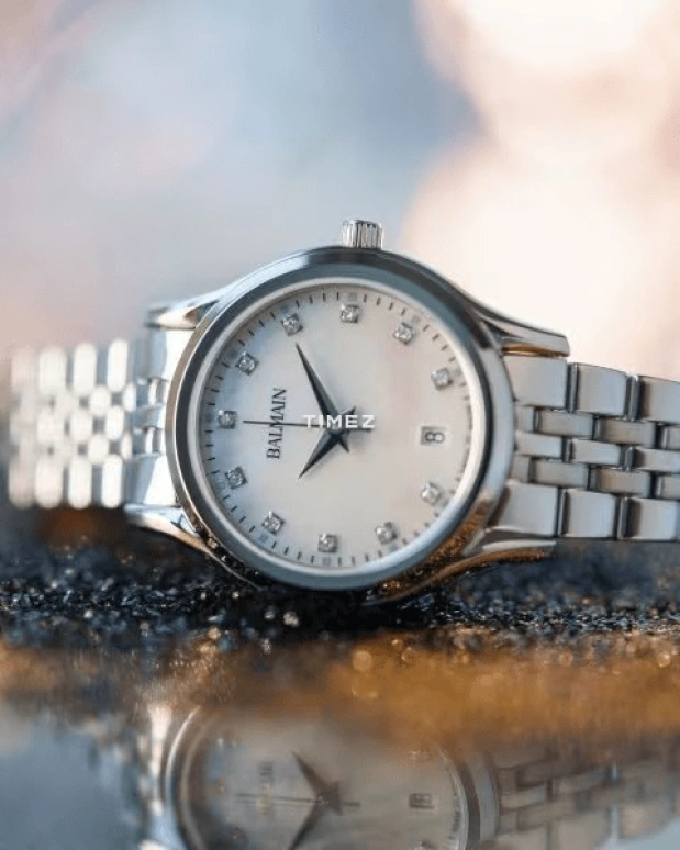 Balmain,Beleganza 27.50mm,27.50mm,Stainless Steel,Silver White,Quartz,Day,Sapphire,Crystal Glass,B8341,B8341.33.86