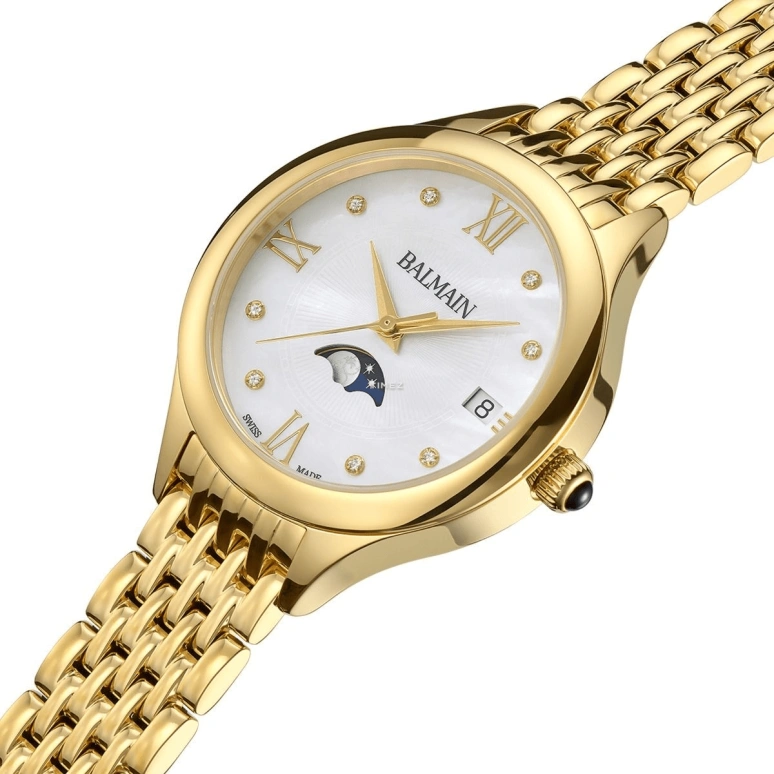 Balmain,Balmain de Balmain 31mm,31mm,Stainless Steel,White,Quartz,Moonphase,Day,B4910,B4910.33.85