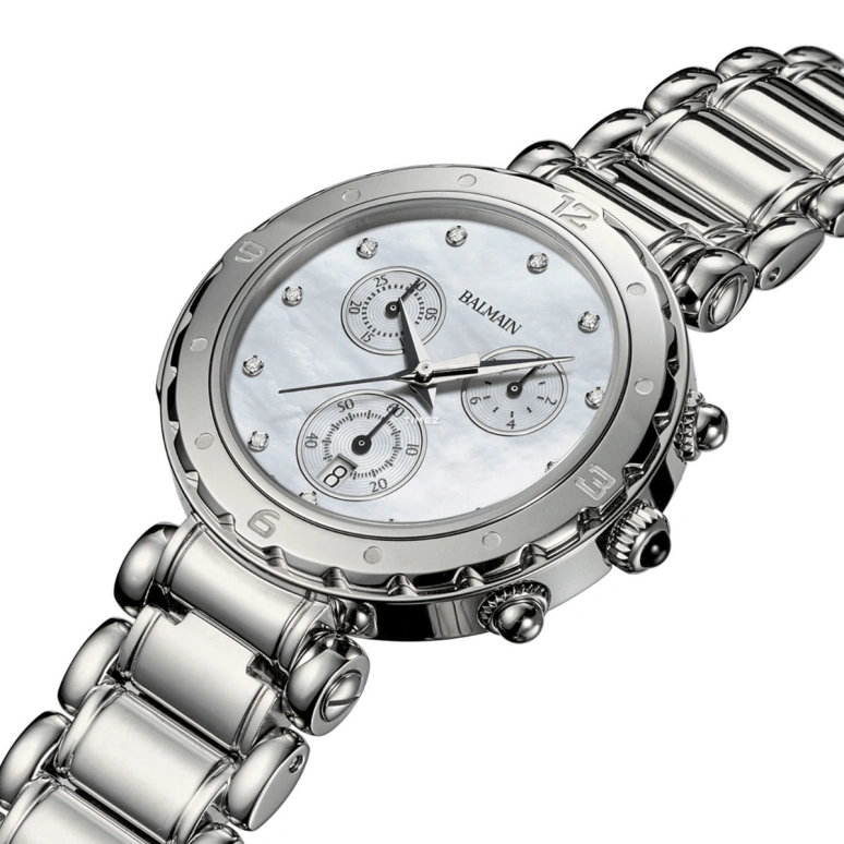 Balmain,Balmainia 38mm,38mm,Stainless Steel,White,Quartz,Chronograph,Day,B5631,B5631.33.85