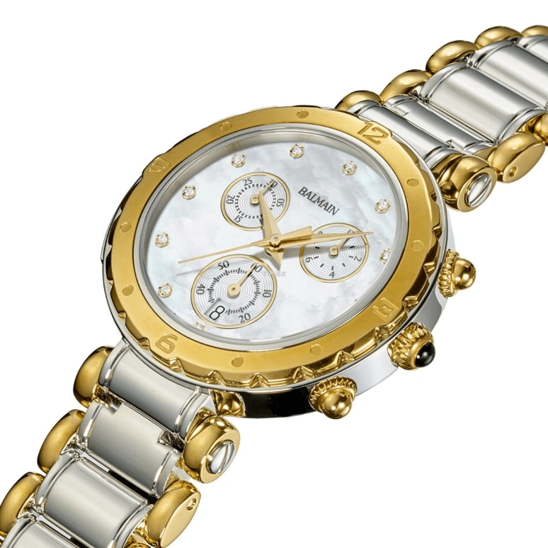 Balmain,Balmainia 38mm,38mm,Stainless Steel,White,Quartz,Chronograph,Day,B5632,B5632.39.85