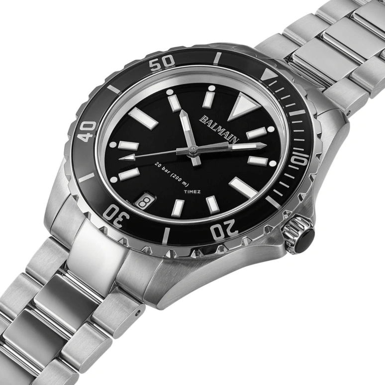 Balmain,Ophrys 42.50mm,42.50mm,Stainless Steel,Black,Quartz,Day,Sapphire,Crystal Glass,B4347,B4347.33.65