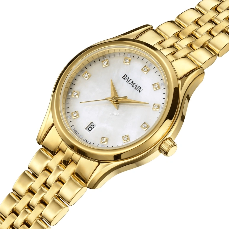 Balmain,Beleganza 27.50mm,27.50mm,Stainless Steel,Silver White,Quartz,Day,Sapphire,Crystal Glass,B8340,B8340.33.86