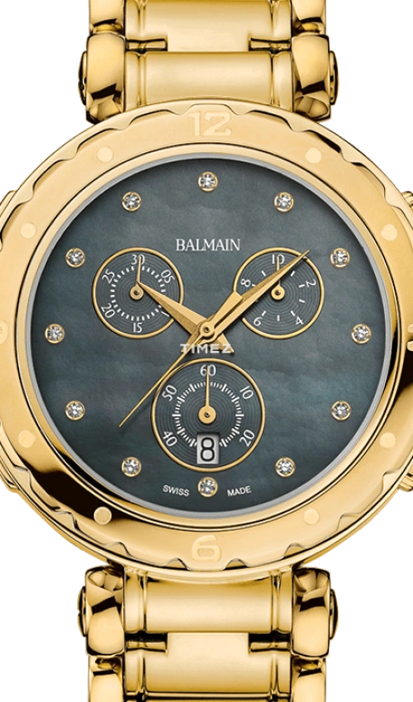 Balmain,Balmainia 38mm,38mm,Stainless Steel,Black,Quartz,Chronograph,Day,B5630,B5630.33.65