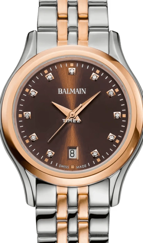 Balmain,Beleganza 27.50mm,27.50mm,Stainless Steel,Brown,Quartz,Day,Sapphire,Crystal Glass,B8348,B8348.33.55