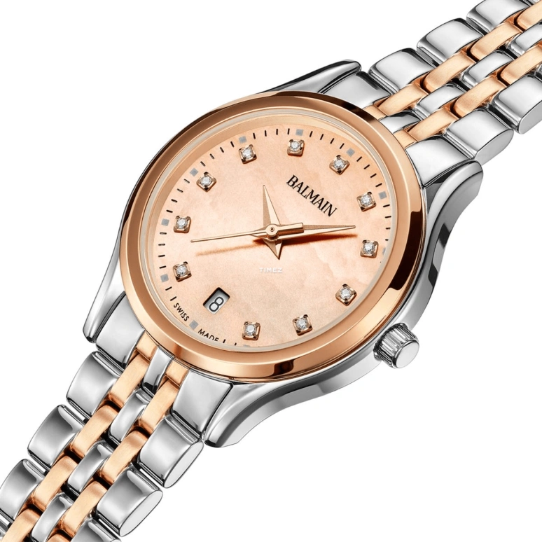 Balmain,Beleganza 27.50mm,27.50mm,Stainless Steel,Pink Red,Quartz,Day,Sapphire,Crystal Glass,B8348,B8348.33.46