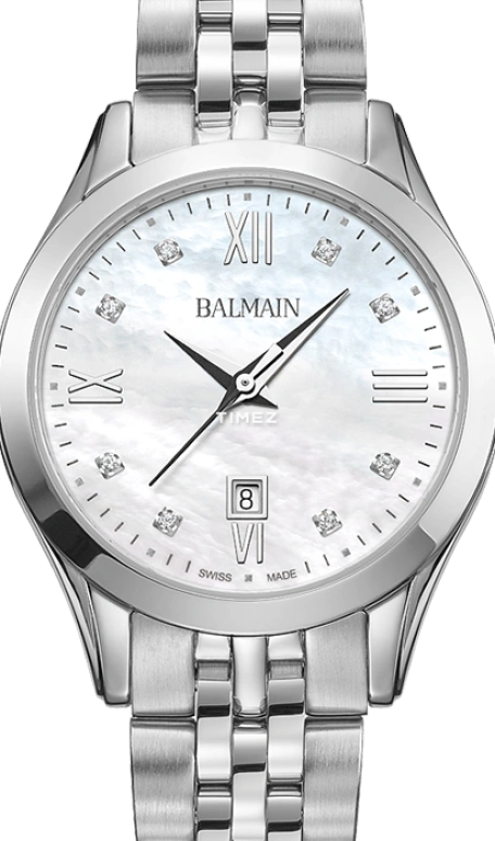 Balmain,Classic R 30mm,30mm,Stainless Steel,Silver White,Quartz,Day,Sapphire,Crystal Glass,B4111,B4111.31.85