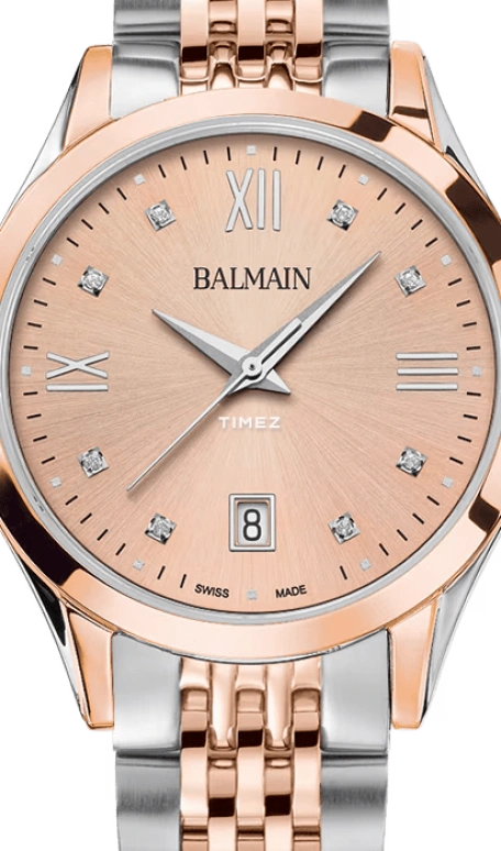 Balmain,Classic R 34mm,34mm,Stainless Steel,Pink Red,Quartz,Day,Sapphire,Crystal Glass,B4318,B4318.31.45