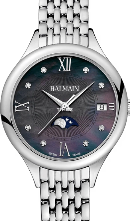 Balmain,Balmain de Balmain 31mm,31mm,Stainless Steel,Black,Quartz,Moonphase,Day,B4911,B4911.33.65