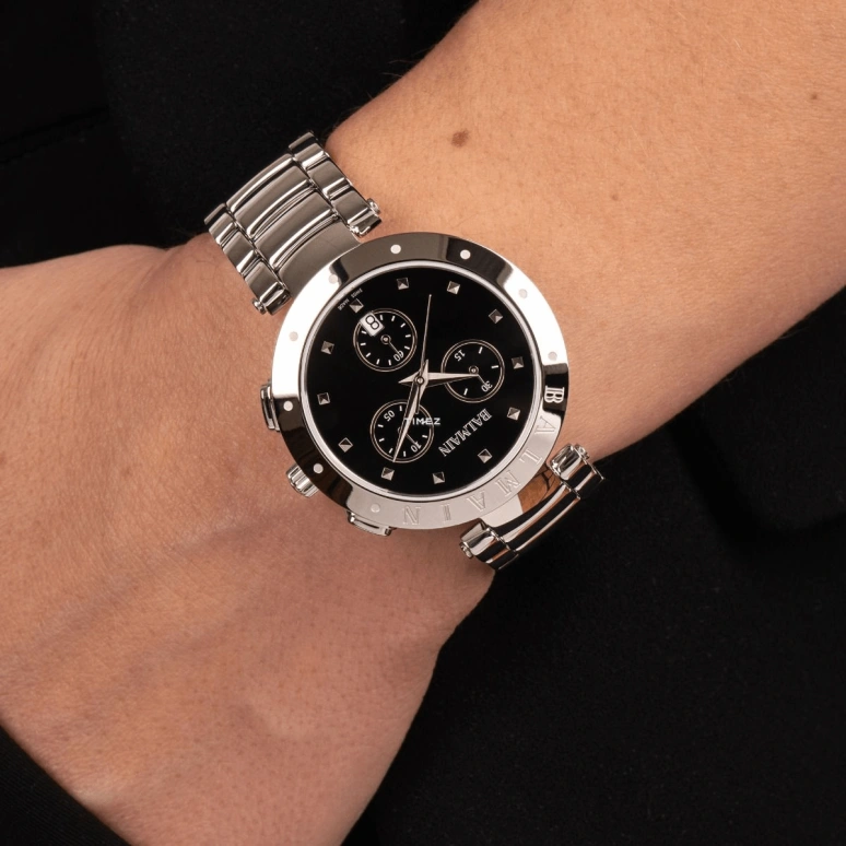 Balmain,Balmainia 36mm,36mm,Stainless Steel,Black,Quartz,Chronograph,Day,B6251,B6251.33.66