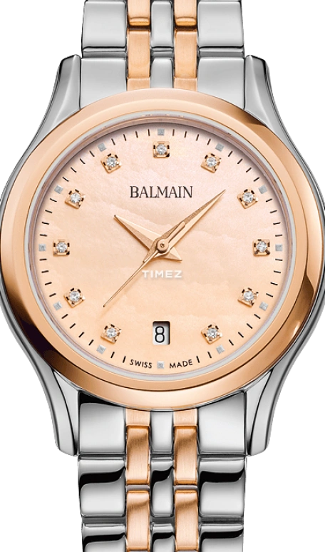 Balmain,Beleganza 27.50mm,27.50mm,Stainless Steel,Pink Red,Quartz,Day,Sapphire,Crystal Glass,B8348,B8348.33.46