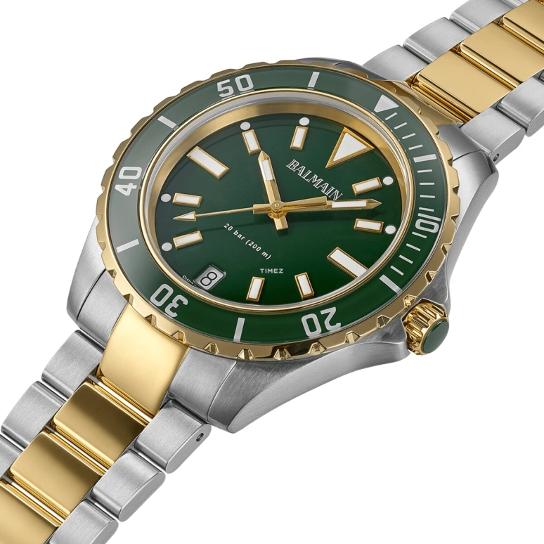 Balmain,Ophrys 42.50mm,42.50mm,Stainless Steel,Green,Quartz,Day,Sapphire,Crystal Glass,B4342,B4342.39.75