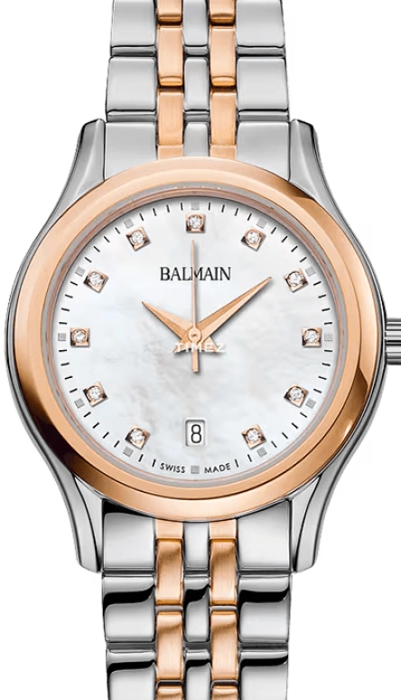 Balmain,Beleganza 27.50mm,27.50mm,Stainless Steel,Silver White,Quartz,Day,Sapphire,Crystal Glass,B8348,B8348.33.86