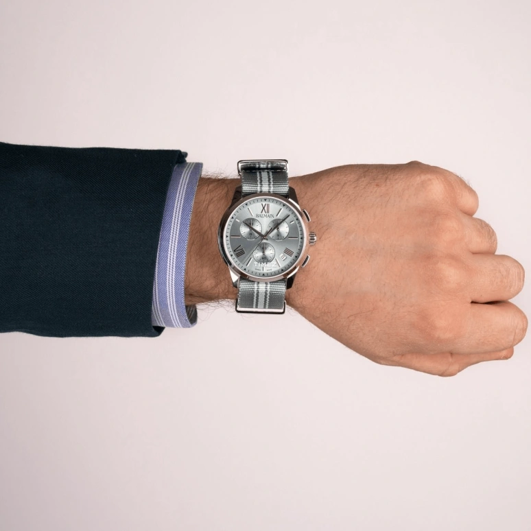 Balmain,Madrigal 42mm,42mm,Stainless Steel,Ice Blue,Quartz,Chronograph,Day,B7481,B7481.25.96