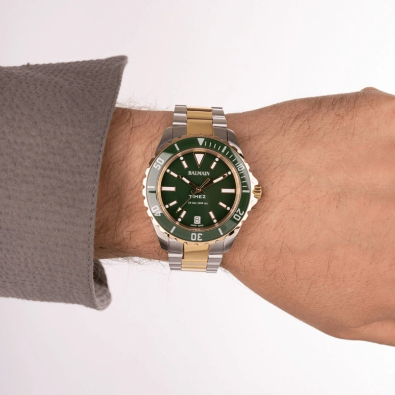 Balmain,Ophrys 42.50mm,42.50mm,Stainless Steel,Green,Quartz,Day,Sapphire,Crystal Glass,B4342,B4342.39.75