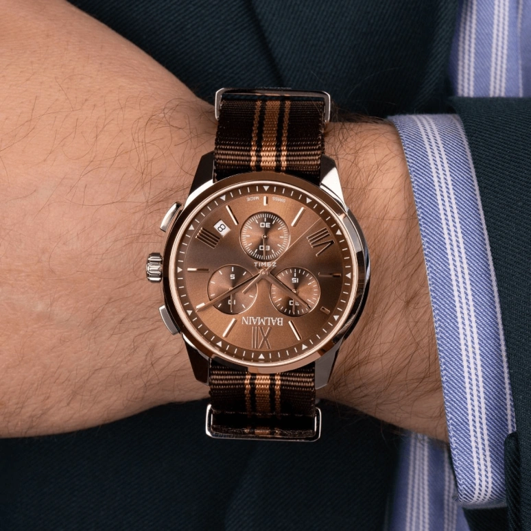 Balmain,Madrigal 42mm,42mm,Stainless Steel,Brown,Quartz,Chronograph,Day,B7488,B7488.52.52