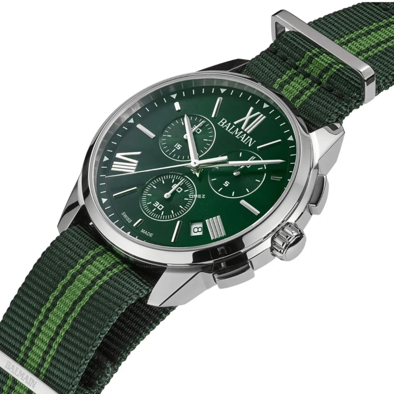 Balmain,Madrigal 42mm,42mm,Stainless Steel,Green,Quartz,Chronograph,Day,B7481,B7481.92.72