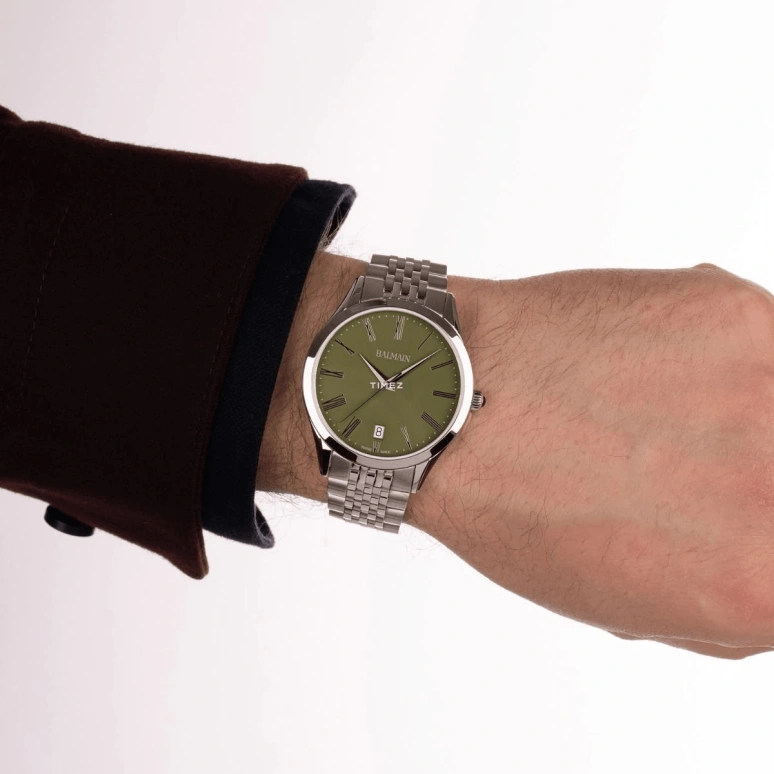 Balmain,Classic R 41mm,41mm,Stainless Steel,Green,Quartz,Day,Sapphire,Crystal Glass,B4101,B4101.31.71