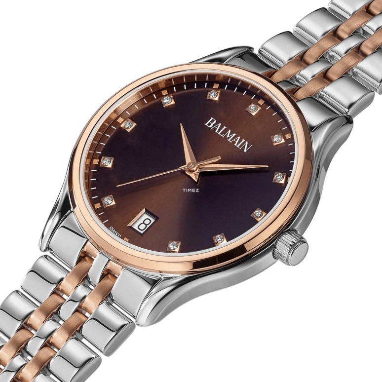 Balmain,Beleganza 32mm,32mm,Stainless Steel,Brown,Quartz,Day,Sapphire,Crystal Glass,B8358,B8358.33.55