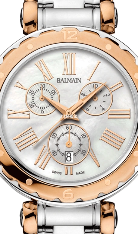 Balmain,Balmainia 38mm,38mm,Stainless Steel,Silver White,Quartz,Chronograph,Day,B5638,B5638.33.82