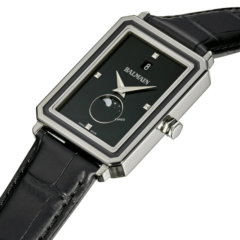 Balmain,Eirini 28x37mm,28x37mm,Stainless Steel,Black,Quartz,Moonphase,Day,B4411,B4411.32.66