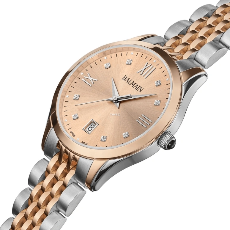 Balmain,Classic R 34mm,34mm,Stainless Steel,Pink Red,Quartz,Day,Sapphire,Crystal Glass,B4318,B4318.31.45