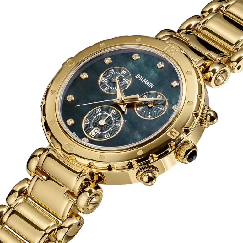 Balmain,Balmainia 38mm,38mm,Stainless Steel,Black,Quartz,Chronograph,Day,B5630,B5630.33.65