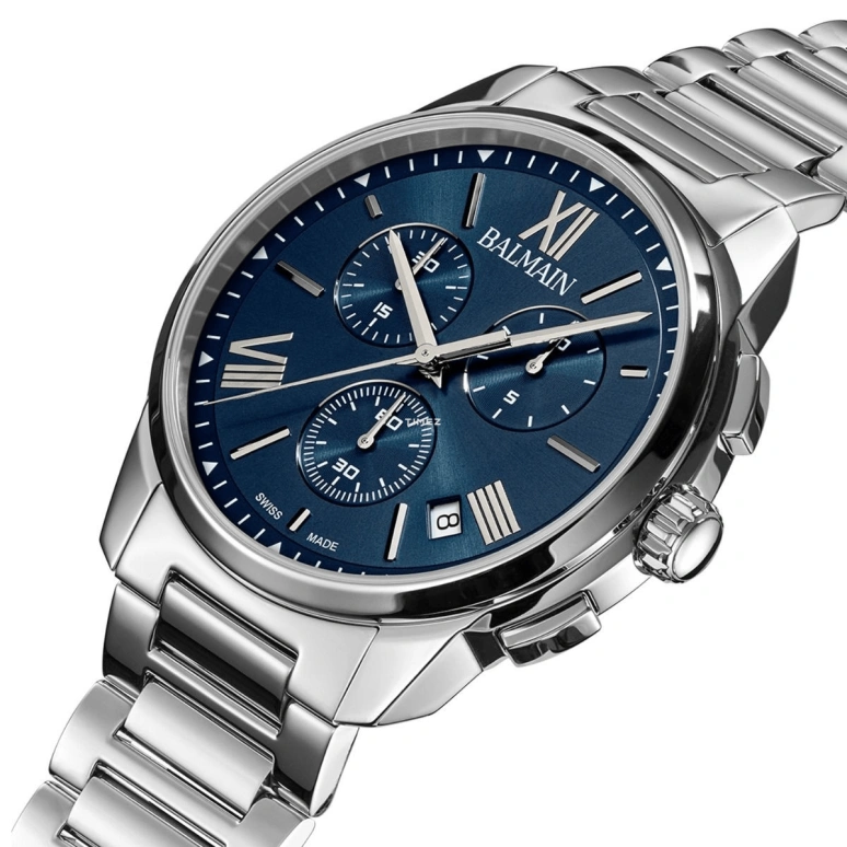 Balmain,Madrigal 42mm,42mm,Stainless Steel,Blue,Quartz,Chronograph,Day,B7481,B7481.33.92