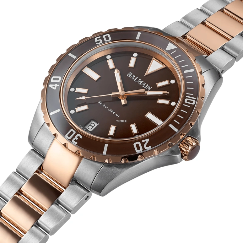 Balmain,Ophrys 42.50mm,42.50mm,Stainless Steel,Brown,Quartz,Day,Sapphire,Crystal Glass,B4348,B4348.33.55