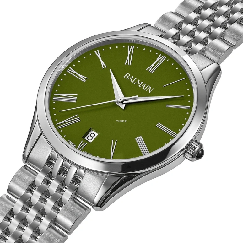 Balmain,Classic R 41mm,41mm,Stainless Steel,Green,Quartz,Day,Sapphire,Crystal Glass,B4101,B4101.31.71