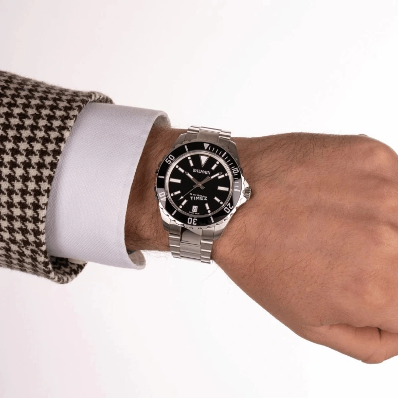 Balmain,Ophrys 42.50mm,42.50mm,Stainless Steel,Black,Quartz,Day,Sapphire,Crystal Glass,B4347,B4347.33.65