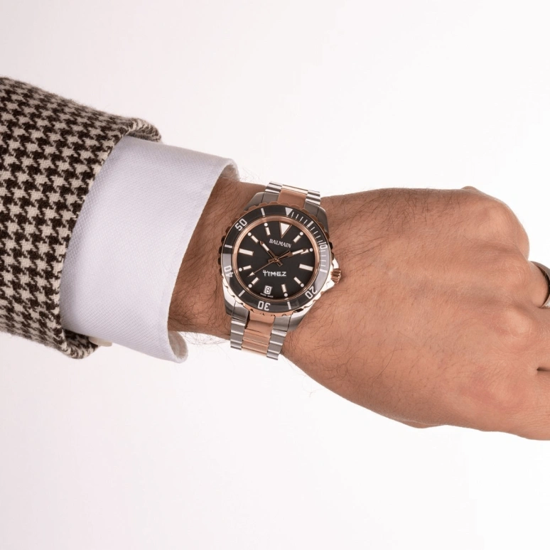 Balmain,Ophrys 42.50mm,42.50mm,Stainless Steel,Smoky Coal,Quartz,Day,Sapphire,Crystal Glass,B4349,B4349.33.76
