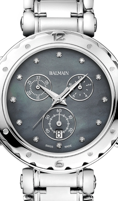 Balmain,Balmainia 38mm,38mm,Stainless Steel,Black,Quartz,Chronograph,Day,B5631,B5631.33.65