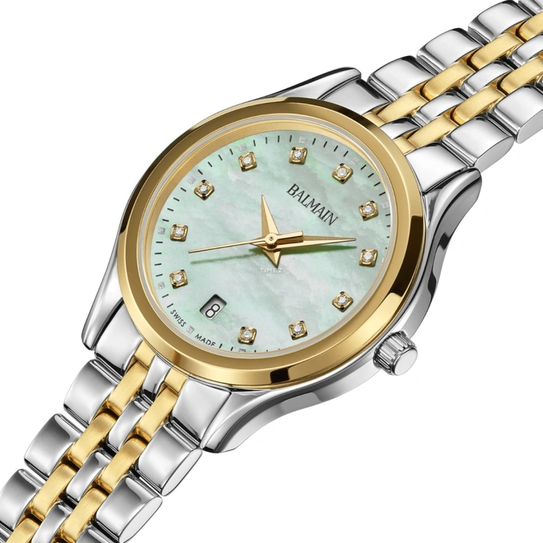 Balmain,Beleganza 27.50mm,27.50mm,Stainless Steel,Green,Quartz,Day,Sapphire,Crystal Glass,B8342,B8342.39.76