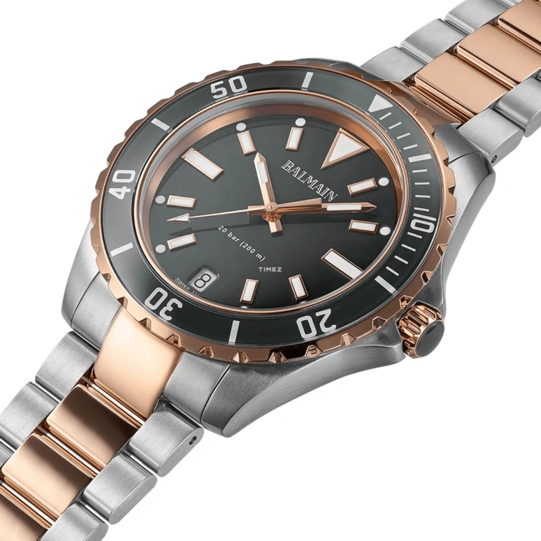 Balmain,Ophrys 42.50mm,42.50mm,Stainless Steel,Smoky Coal,Quartz,Day,Sapphire,Crystal Glass,B4349,B4349.33.76